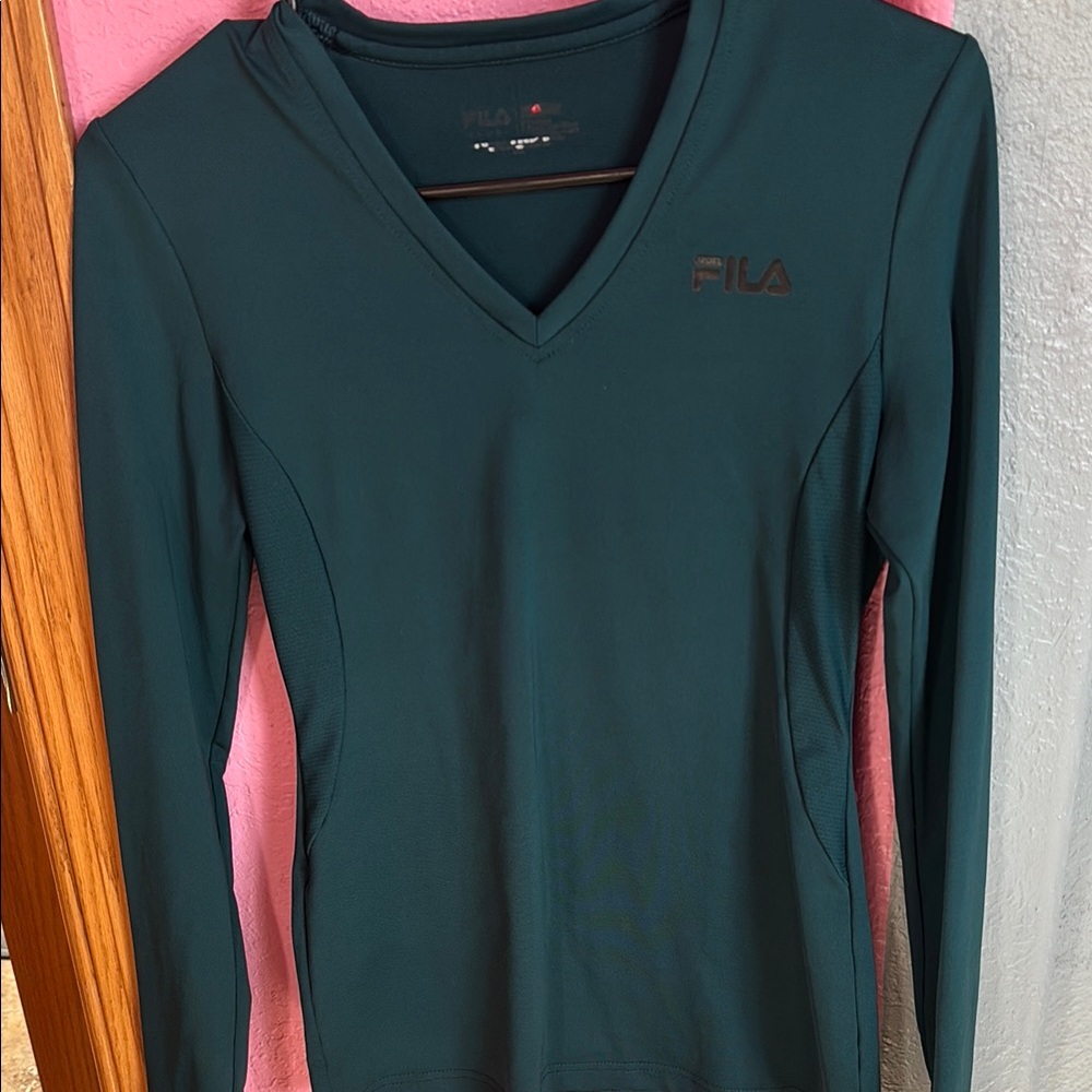 Fila Women's Green V-Neck Top